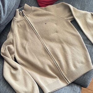 Tommy Hilfiger Men's Beige Zip-Up Sweater